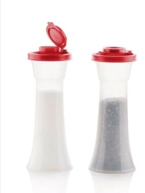 Tupperware  Large Salt and Pepper  Shakers Red New